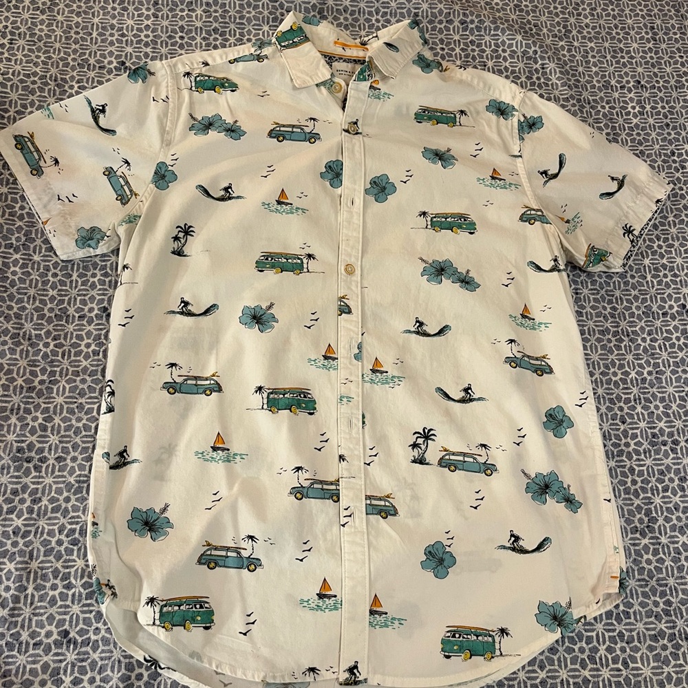 Denim and flower button down RVs cool